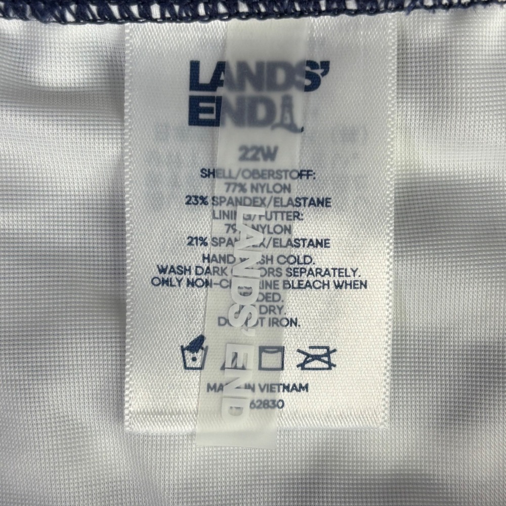 Lands' End Tankini Top Women 22W Navy Blue Striped Nautical Built-in Bra 513788 - Picture 9 of 11